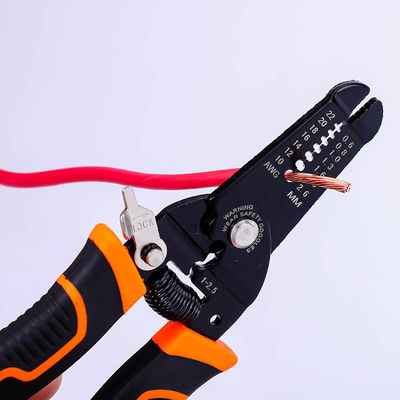 175mm Multi Purpose Wire Strippers Cable Stripping Tool With Safety Locker And Soft Handle