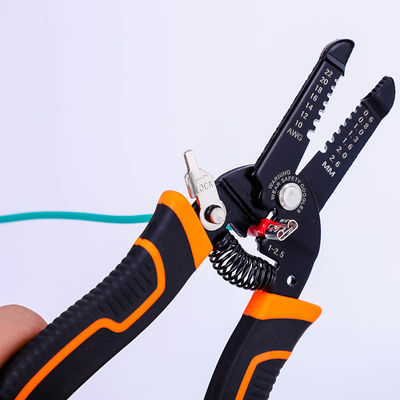 175mm Multi Purpose Wire Strippers Cable Stripping Tool With Safety Locker And Soft Handle