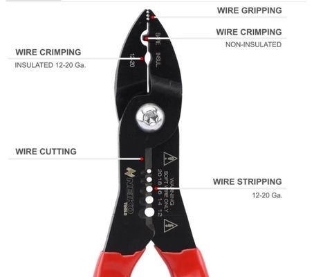Compact Wire Stripper 4-in-1 Multi Purpose Electricians Plier Wire Crimper Cutter and Gripper