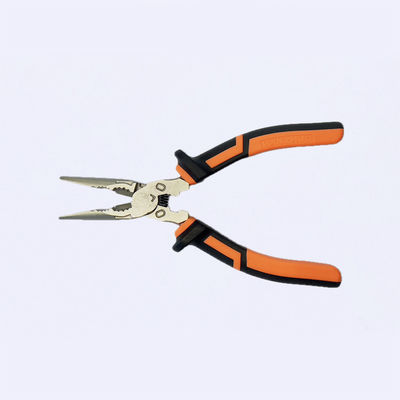 Gripping 207mm Long Chain Nose Pliers Nickle Plated Cable Lug Crimping Tool