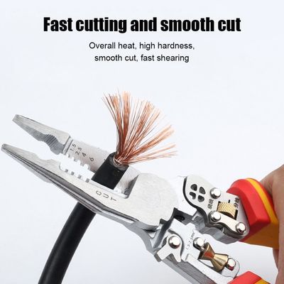 10-in-1 Wire Stripper with Current Measurement, Wire Stripper for Cutting and Pulling Wires, Wire Stripper, Voltage Tester Pliers, Cable Shears for Scraping and Pressing Wires Nickle Finishing