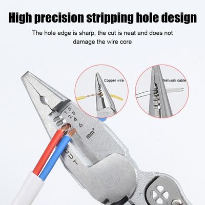 10-in-1 Wire Stripper with Current Measurement, Wire Stripper for Cutting and Pulling Wires, Wire Stripper, Voltage Tester Pliers, Cable Shears for Scraping and Pressing Wires Nickle Finishing
