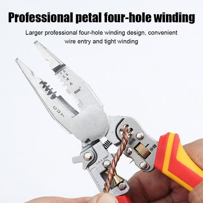 10-in-1 Wire Stripper with Current Measurement, Wire Stripper for Cutting and Pulling Wires, Wire Stripper, Voltage Tester Pliers, Cable Shears for Scraping and Pressing Wires Nickle Finishing